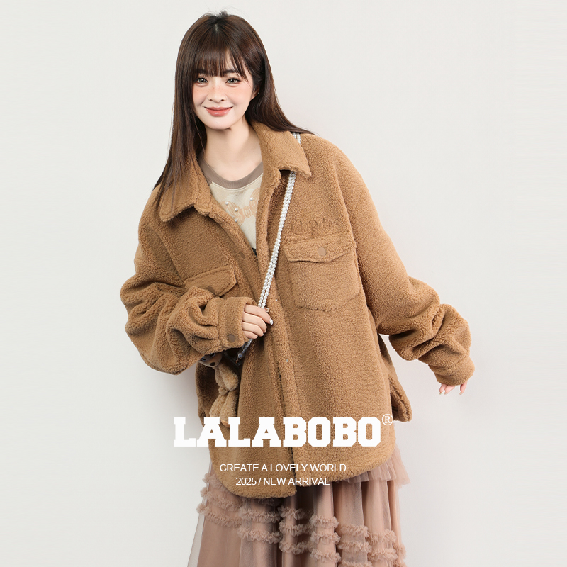 LALABOBO立体玩偶衬衫式毛绒外套