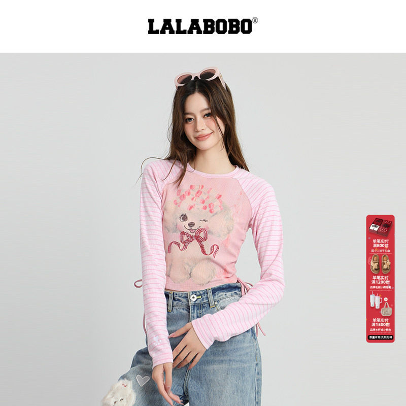 【卷发泡芙】LALABOBOT恤25年夏新款潮原创百搭修身圆领长袖上衣,女装/女士精品,T恤,淘宝优惠券,粉丝福利购,淘宝优惠卷