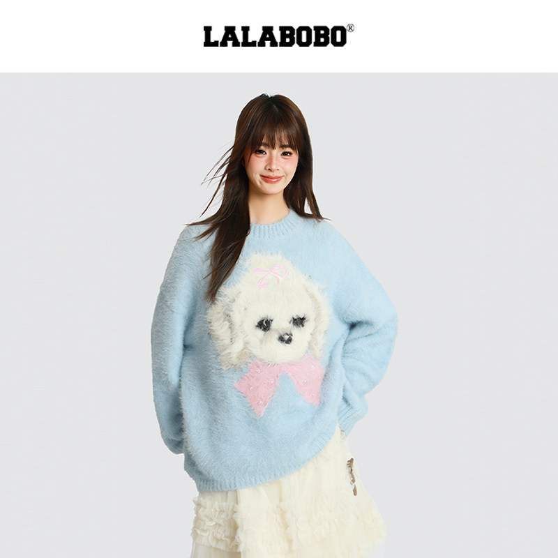LALABOBO泡芙小狗毛织套头