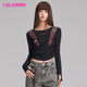 商场同款 LALABOBO25年夏季 T恤女原创新款 长袖 拼色紧身酷上衣