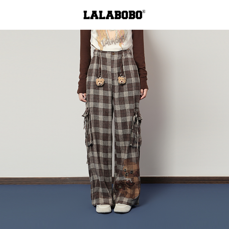 LALABOBO饼干熊敲鼓阔腿裤
