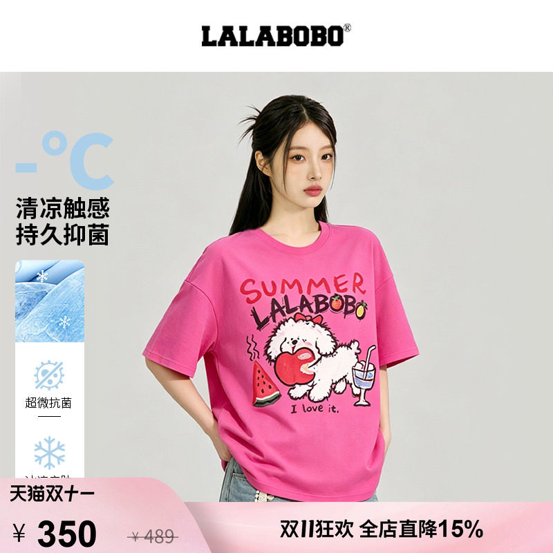 【快乐守护队】LALABOBO高街短袖T恤26年夏新潮原创高街印花上衣