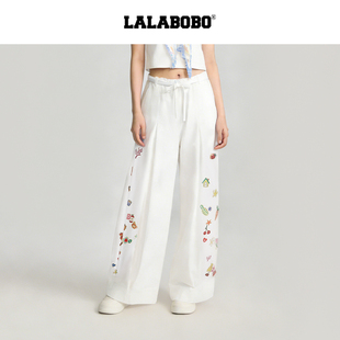 26年夏新潮原创可爱风印花显瘦裤 LALABOBO运动长裤 子 复古系列