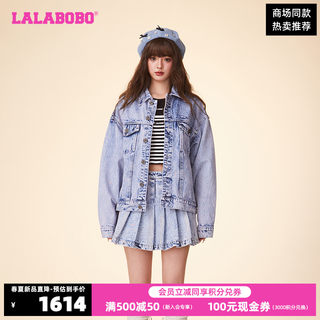 LALABOBO24春宽松休闲复古风牛仔衣翻领纯棉夹克外套LBDA-WSJW11