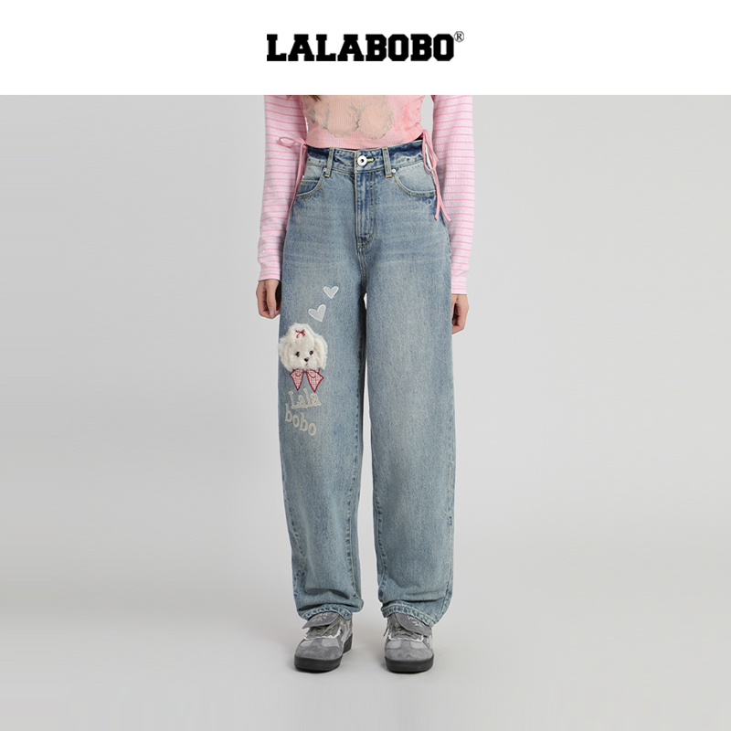 LALABOBO泡芙蝴蝶结牛仔裤