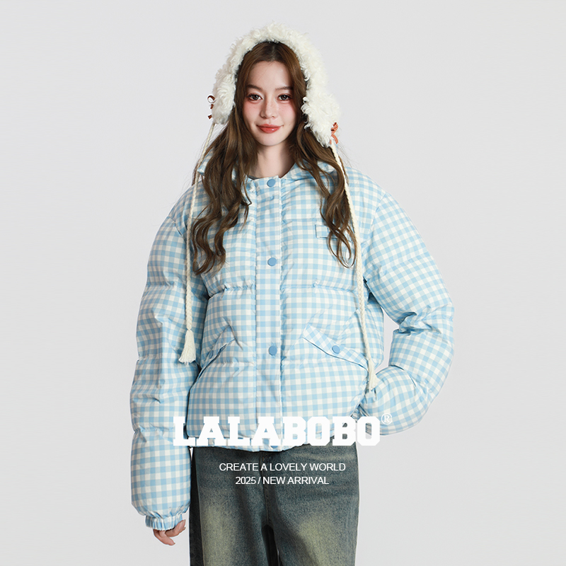 LALABOBO格纹可爱羽绒服