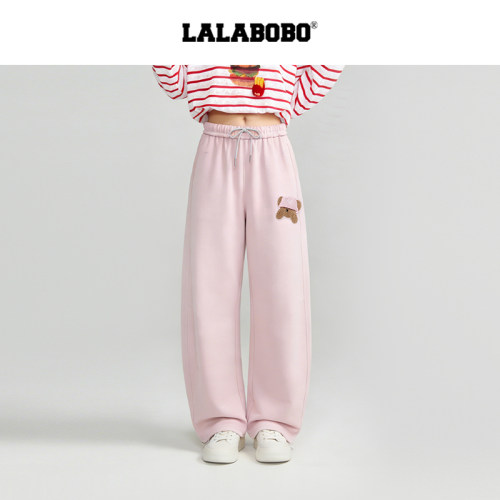 LALABOBO小熊针织弯刀裤