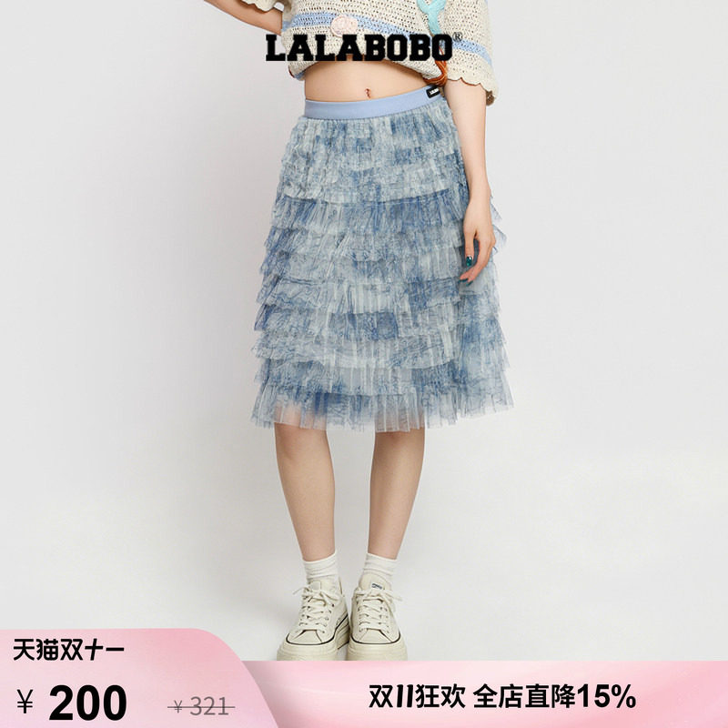 【海洋来信】LALABOBO蕾丝蛋糕半裙26年夏新潮流原创高街中长裙子