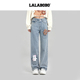 毛绒小狗 LALABOBO牛仔裤 25年秋新款 原创松弛感直筒微阔腿裤 子
