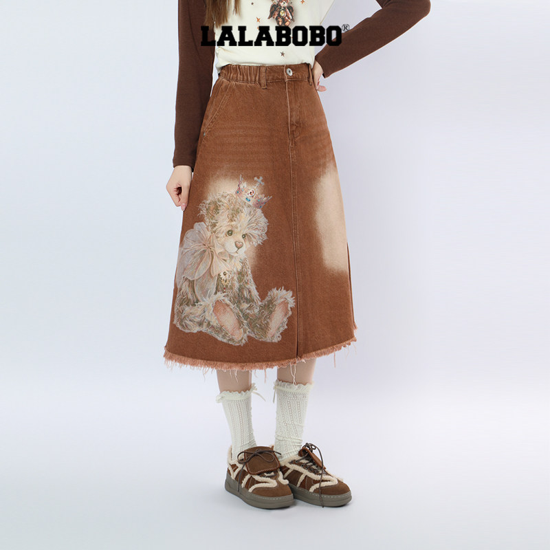 LALABOBO小王子熊牛仔半裙