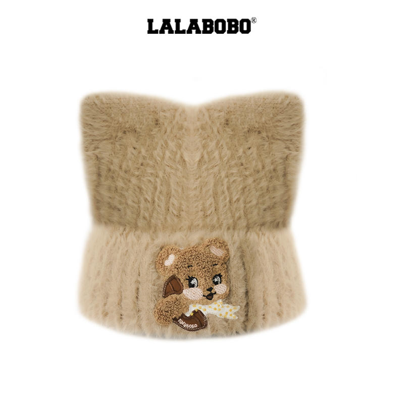 LALABOBO蓬松方形毛线小圆帽