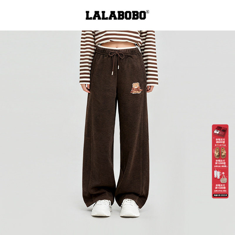 【商场同款】LALABOBO运动风卫裤25年冬新潮原创印花百搭通勤裤子,女装/女士精品,卫裤,淘宝优惠券,粉丝福利购,淘宝优惠卷
