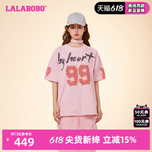 可爱甜美字母涂鸦男友短袖 T恤女CBDA 新款 LALABOBO24春季 WSDT11