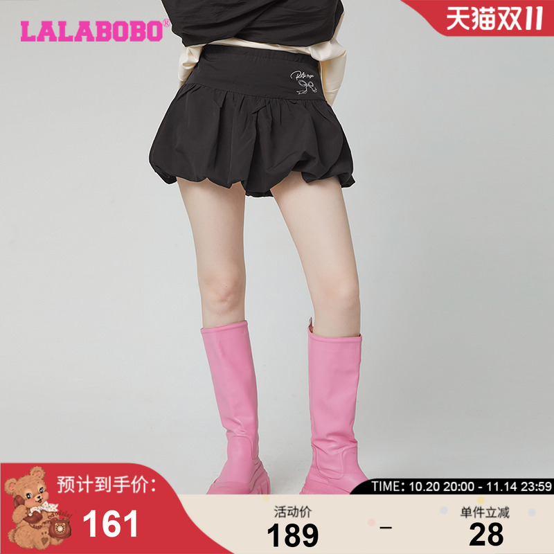 LALABOBO蝴蝶结字母梭织半裙