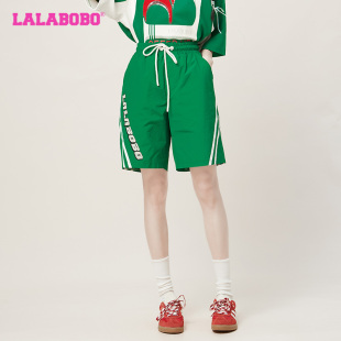 LBCB 街头复古运动A型梭织三分短裤 WXZD21 美式 LALABOBO春夏新品