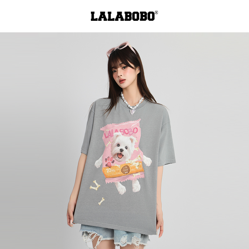 LALABOBO雪饼图案短袖T恤