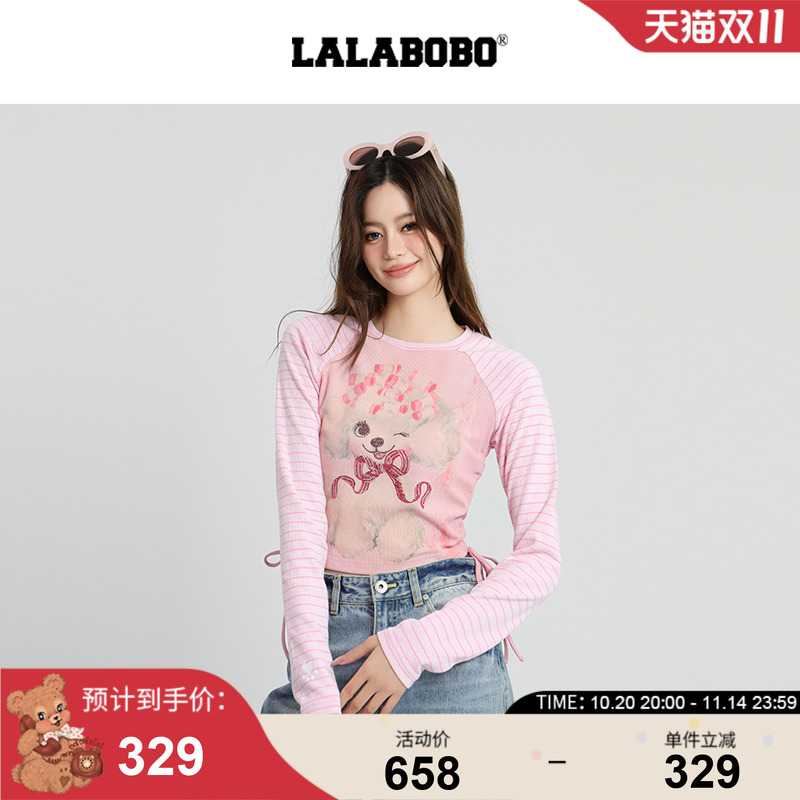 【卷发泡芙】LALABOBOT恤25年夏新款潮原创百搭修身圆领长袖上衣