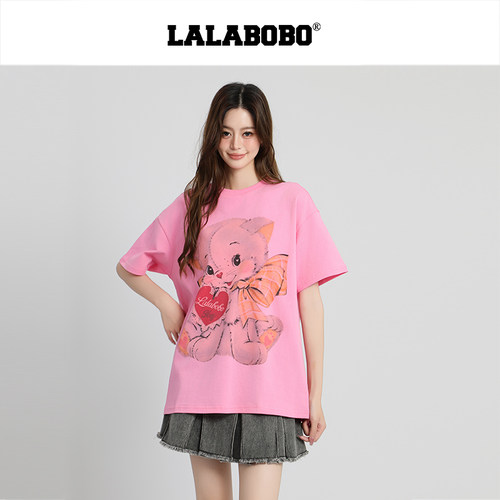 LALABOBO桃心蝴蝶结T恤