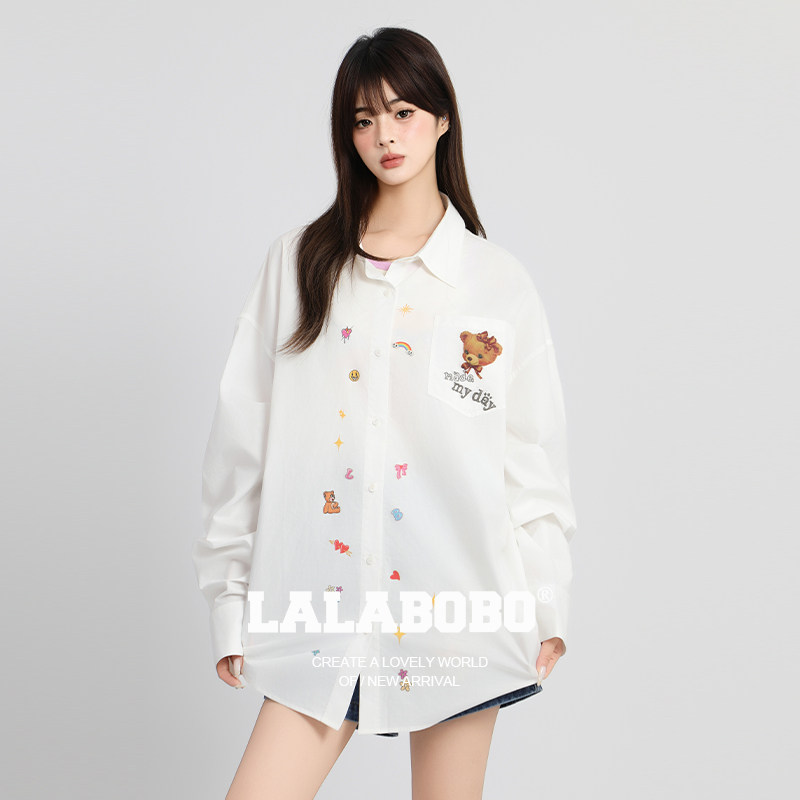 [严浩翔同款]电话小熊LALABOBO百搭白衬衫26年原创松弛感