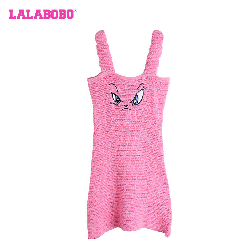 LALABOBO25春季新款纯棉辣妹休闲软糖兔毛织连衣裙女|LBDB-WLZY15