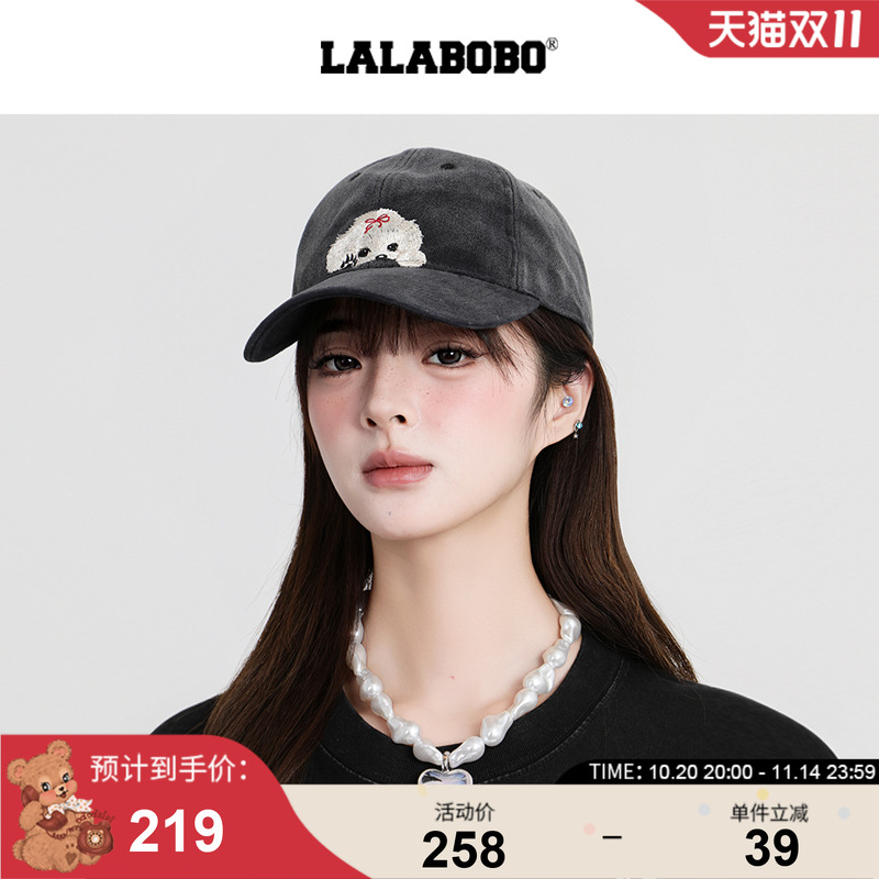 【商场同款】LALABOBO棒球帽25年秋新潮原创高街运动遮阳印花帽子