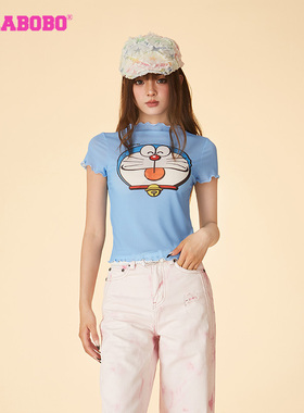 【哆啦A梦】LALABOBO25春季新款松弛感可爱甜美短袖T恤|ABDB-WLZY