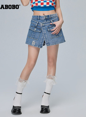LALABOBO秋季新品可爱复古熊兔短裤A型牛仔三分短裤|LBCA-WXZD13
