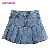 LALABOBO25春季 WXZQ11 CBDB 新款 可爱简约休闲字母蛋糕牛仔短裙女
