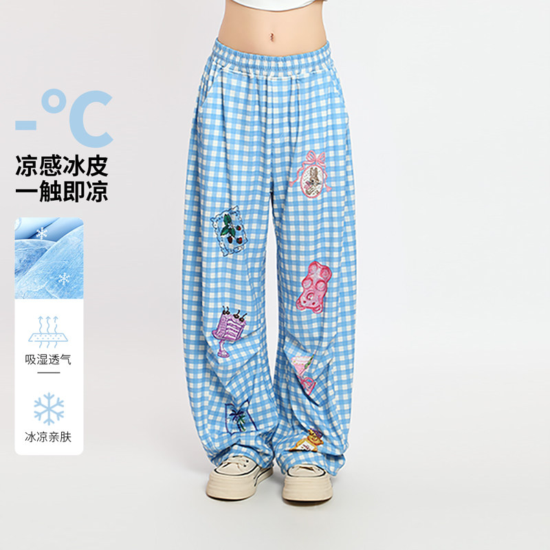 LALABOBO蓝格子凉感裤