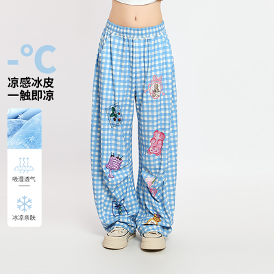 LALABOBO蓝格子凉感裤