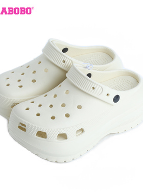 LALABOBO25春季新款舒适增高简约休闲厚底洞洞鞋女CBDB-WQTX11