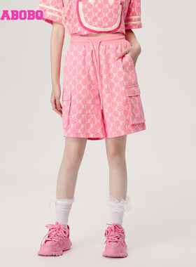 LALABOBO秋季新品美式街头复古老花A型针织五分短裤|LBCB-WXZD40