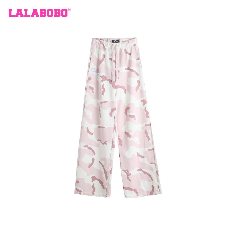 【多巴胺】LALABOBO26夏甜美可爱纯棉迷彩针织休闲裤|LB