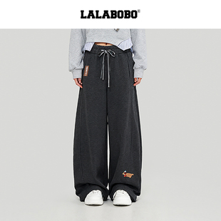 百搭通勤保暖裤 25年冬新原创长裤 LALABOBO运动卫裤 子 腊肠小狗