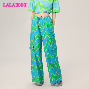 LBCB LALABOBO春夏新品 女 夏日海滨口袋阔腿梭织休闲长裤 WXZC17 款