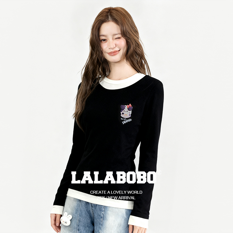 LALABOBO假两件长袖T恤