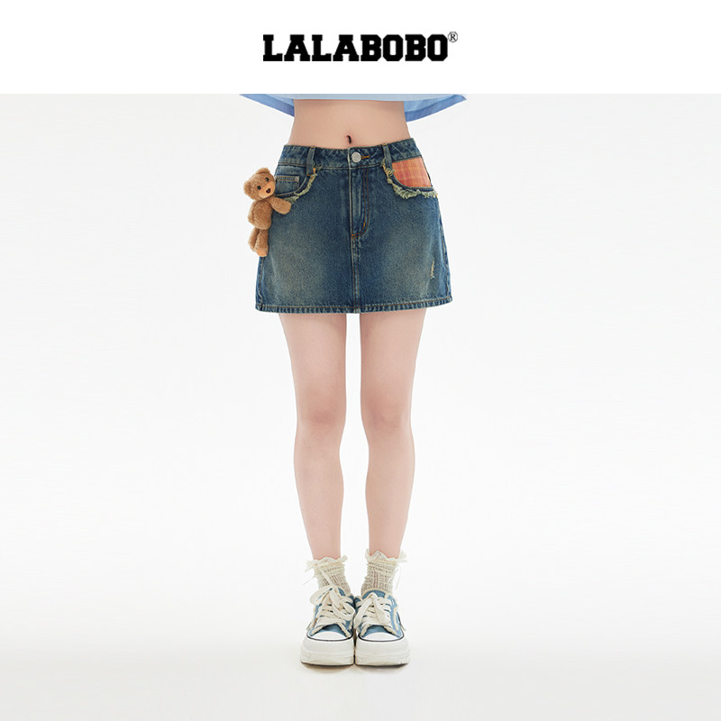 LALABOBO糖果小熊牛仔短裙
