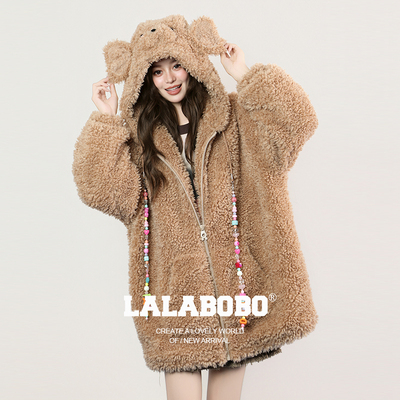 LALABOBO考拉耳朵毛绒外套