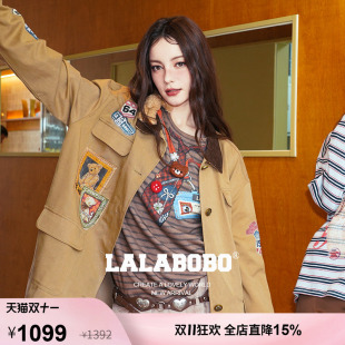 【复古相框时光机】LALABOBO风衣女26秋新工装外套贴布绣宽松夹克