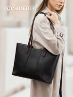 Leather Tote bag for women 2026, new style, high-end top layer cowhide, large capacity, lightweight black single-shoulder bag for women thumbnail 3