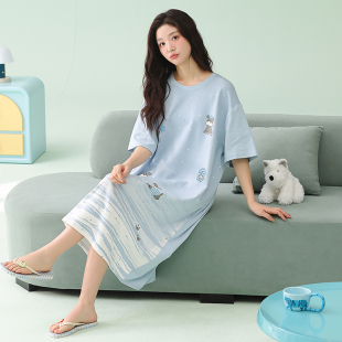 纯棉睡裙女款2026新款夏季高级感卡通可爱短袖睡衣全棉女士家居服
