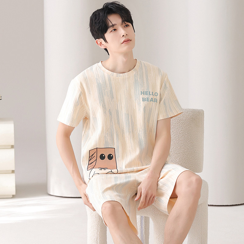 睡衣夏季纯棉短袖短裤卡通青少年男士休闲夏天薄款男生家居服套装