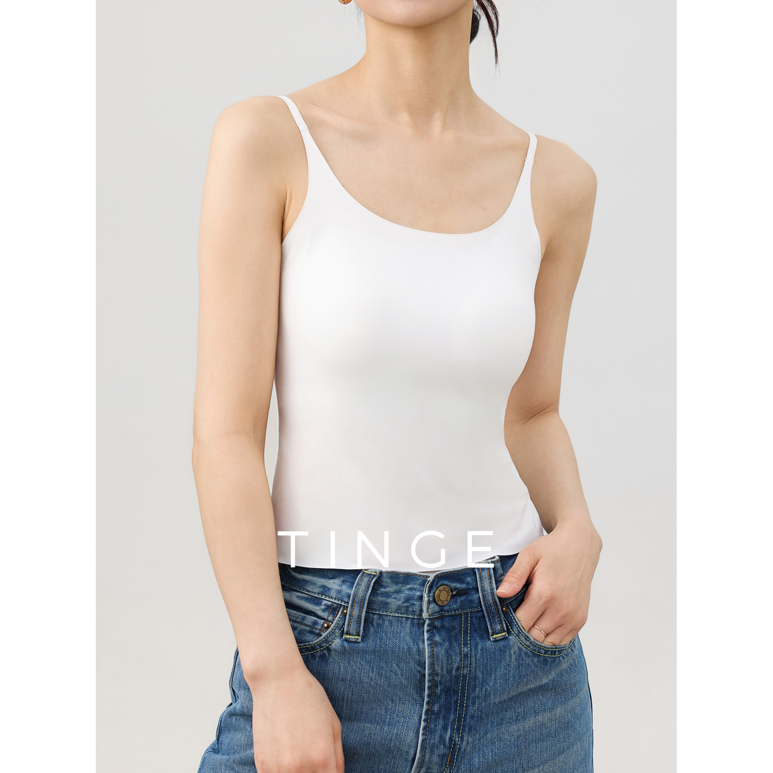 高弹U领带胸垫吊带背心