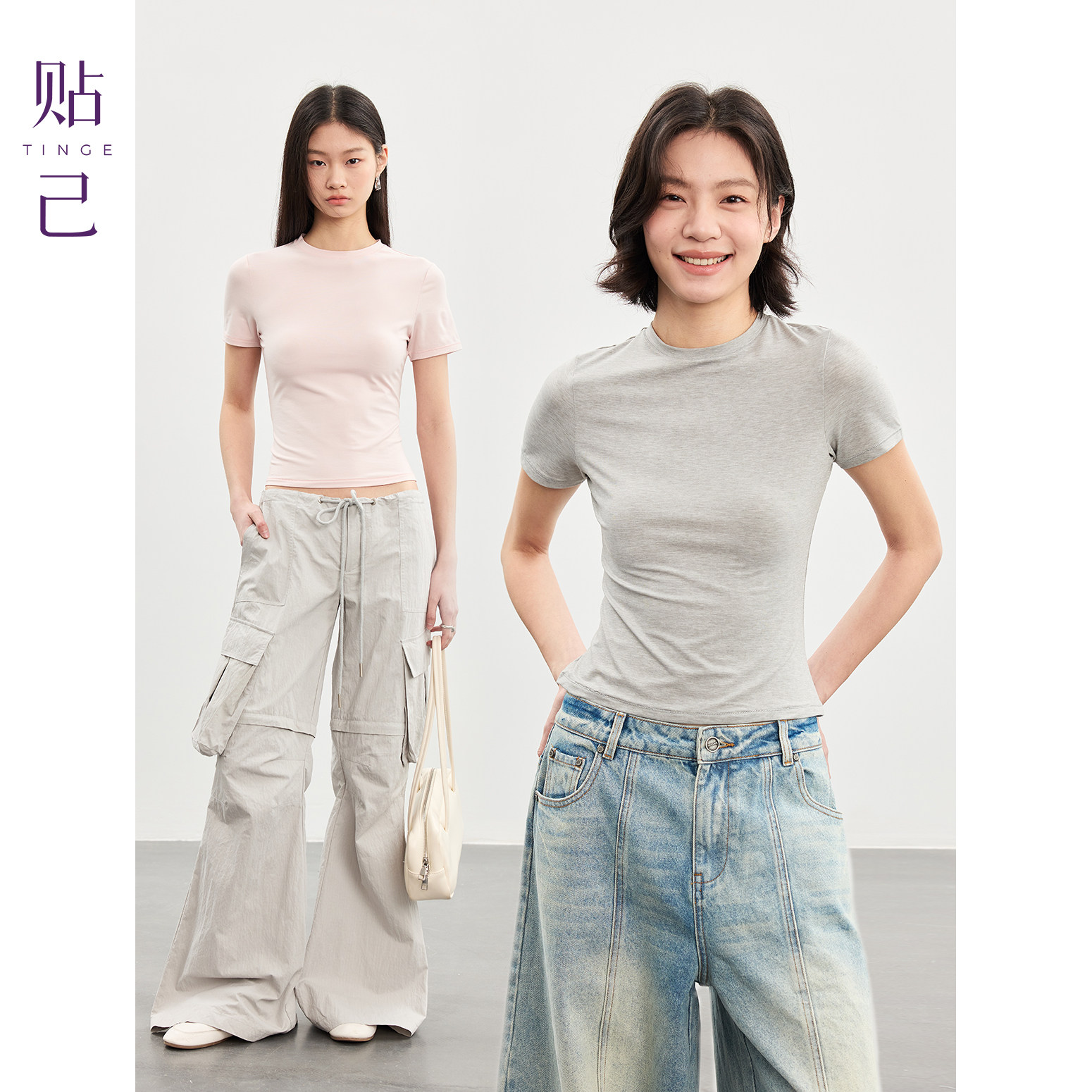 TINGE贴己Skin皮肤T恤女26年卡戴珊同款短袖健身超薄透气修身上衣