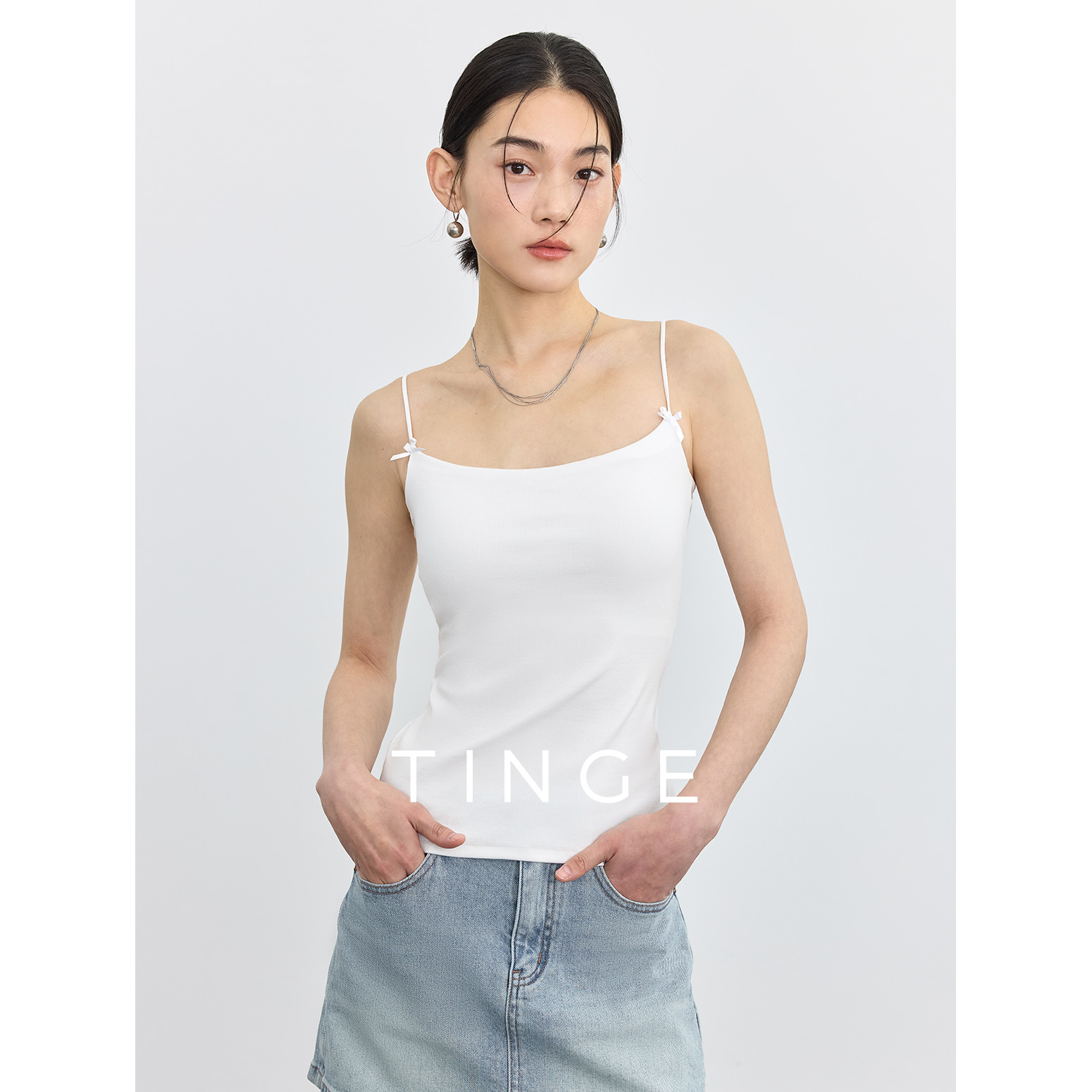 纯欲蝴蝶结显瘦带胸垫小吊带