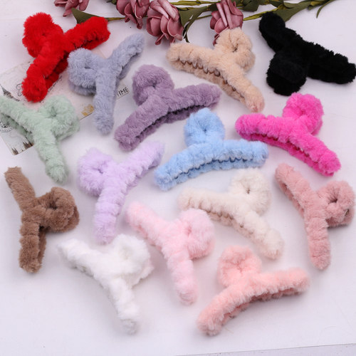 秋冬发夹仿兔毛水貂毛绒抓夹