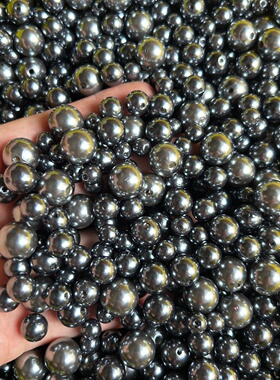 灰色枪灰亮面直孔穿孔珠子串珠手链diy饰品配件儿童手工制作材料