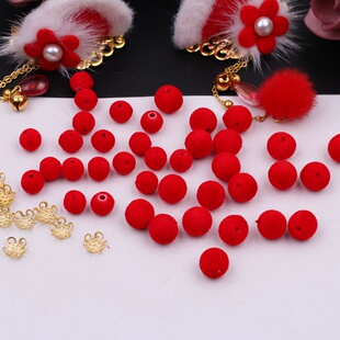 8mm10mm植绒球植绒珠花托 diy古风对夹发饰蝴蝶结材料饰品配件