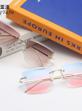 渐变无框切边太阳镜防紫外线
