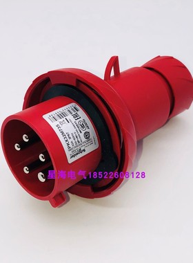 施耐德PKX32M424工业插头, 200...250V, 32A, 3P+E, IP44, 红色